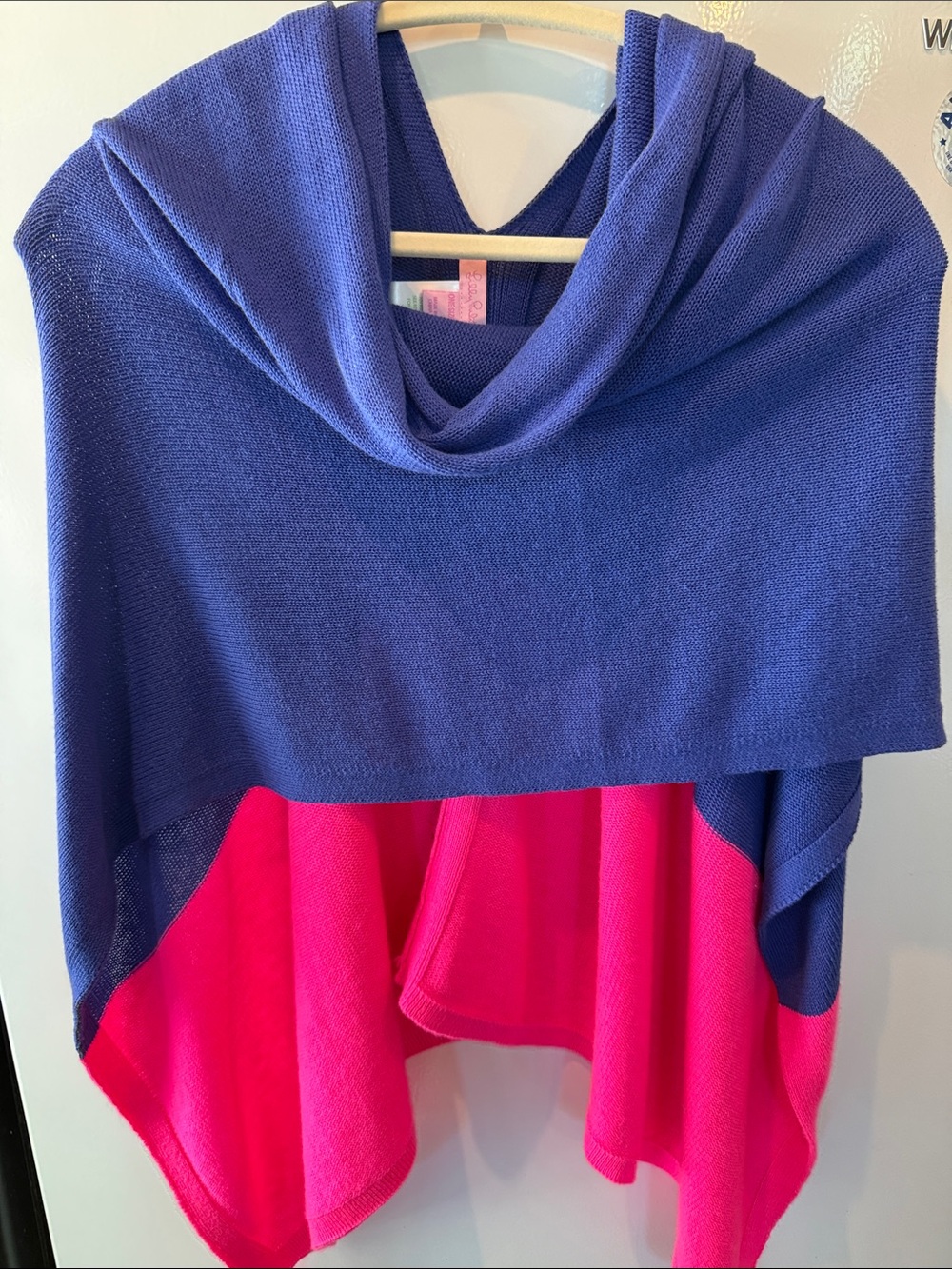 Lilly Pulitzer Blue and Hot Pink Colorblock Poncho